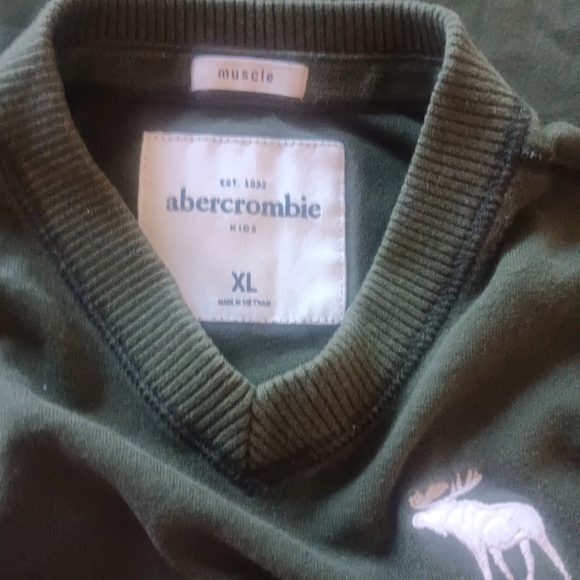 abercrombie kids Cotton Vee Neck Raw Seam Hvy Wt LS Tee Size XL - Picture 6 of 7